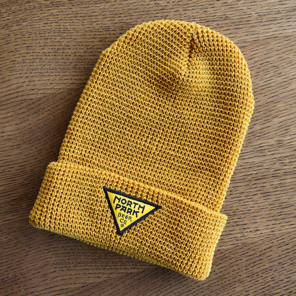 Mustard Triangle Patch Beanie