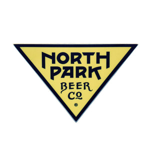 NPBC triangle logo sticker in golden yellow and black.